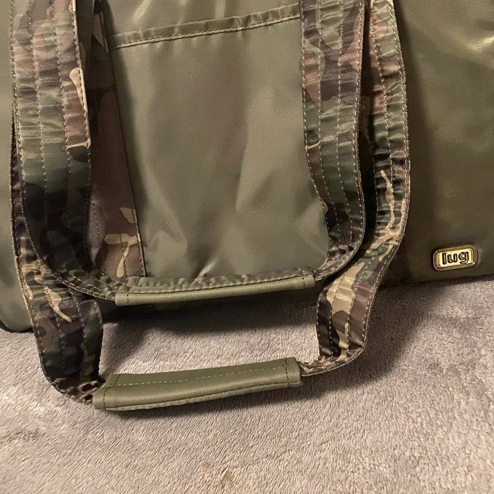 Lug Mini Rover Tote Olive Green with Camo-Trim Handles